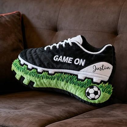 Personalized Graphic 3D Print Soccer Shoe Pillow with Custom Name – Fun Sports Cushion for Kids, Players, and Soccer Fans