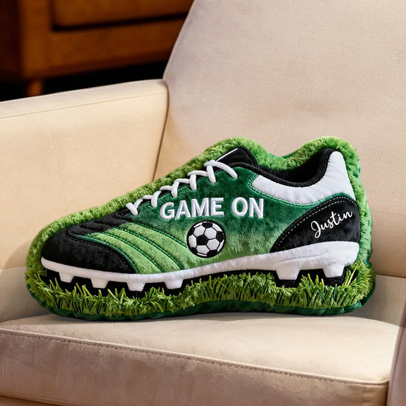 Personalized Graphic 3D Print Soccer Shoe Pillow with Custom Name – Fun Sports Cushion for Kids, Players, and Soccer Fans