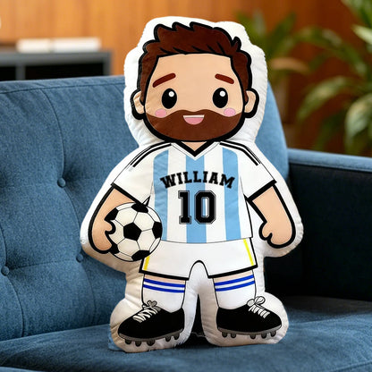 Personalized Soccer Player Pillow with Custom Jersey Number – Sports Gift for Kids, Athletes, and Soccer Lovers