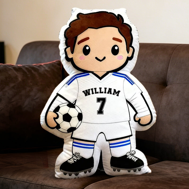 Personalized Soccer Player Pillow with Custom Jersey Number – Sports Gift for Kids, Athletes, and Soccer Lovers