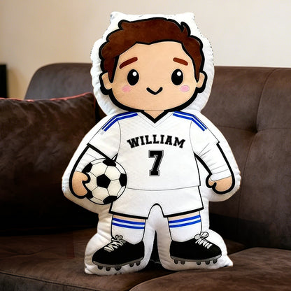 Personalized Soccer Player Pillow with Custom Jersey Number – Sports Gift for Kids, Athletes, and Soccer Lovers