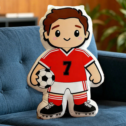 Personalized Soccer Player Pillow with Custom Jersey Number – Sports Gift for Kids, Athletes, and Soccer Lovers