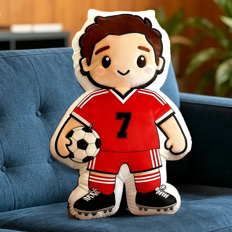 Personalized Soccer Player Pillow with Custom Jersey Number – Sports Gift for Kids, Athletes, and Soccer Lovers