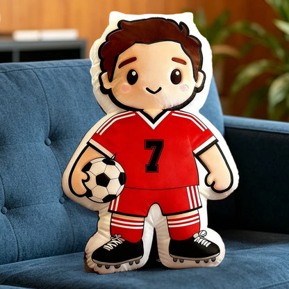 Personalized Soccer Player Pillow with Custom Jersey Number – Sports Gift for Kids, Athletes, and Soccer Lovers