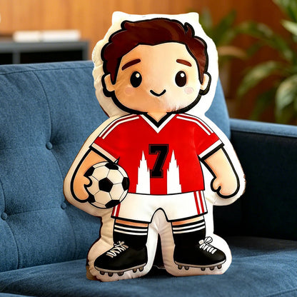 Personalized Soccer Player Pillow with Custom Jersey Number – Sports Gift for Kids, Athletes, and Soccer Lovers