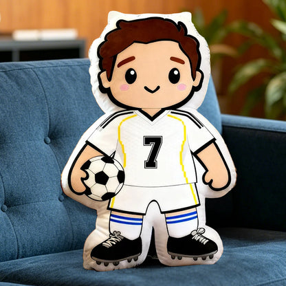 Personalized Soccer Player Pillow with Custom Jersey Number – Sports Gift for Kids, Athletes, and Soccer Lovers