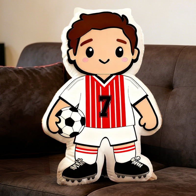 Personalized Soccer Player Pillow with Custom Jersey Number – Sports Gift for Kids, Athletes, and Soccer Lovers