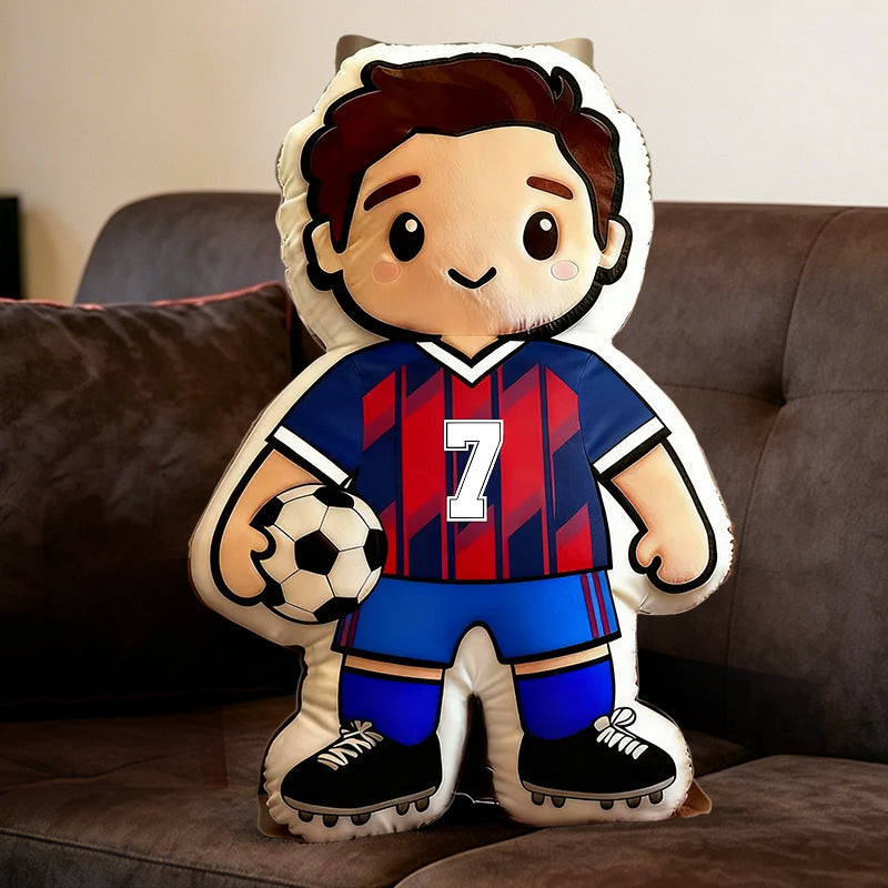 Personalized Soccer Player Pillow with Custom Jersey Number – Sports Gift for Kids, Athletes, and Soccer Lovers