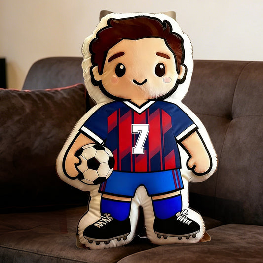 Personalized Soccer Player Pillow with Custom Jersey Number – Sports Gift for Kids, Athletes, and Soccer Lovers