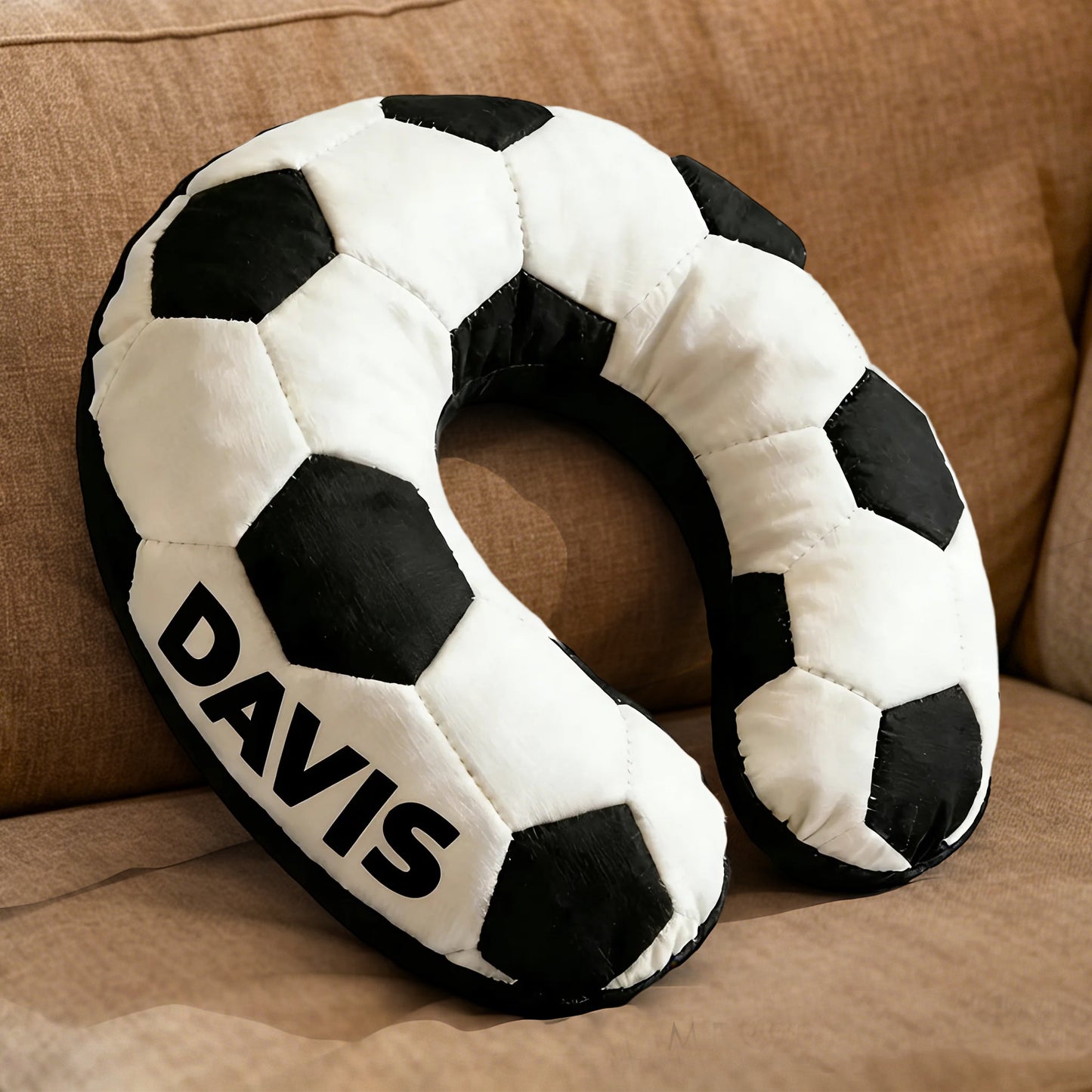 Personalized Soccer Travel Neck Pillow – U-Shaped Cushion with Custom Name for Kids, Athletes, and Soccer Fans