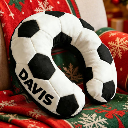 Personalized Soccer Travel Neck Pillow – U-Shaped Cushion with Custom Name for Kids, Athletes, and Soccer Fans
