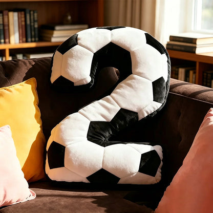 Personalized Sports Pillow – Soccer Ball Number Design with Custom Name