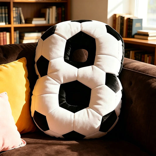 Personalized Sports Pillow – Soccer Ball Number Design with Custom Name