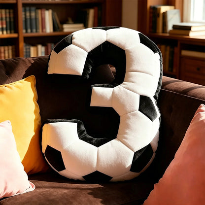 Personalized Sports Pillow – Soccer Ball Number Design with Custom Name