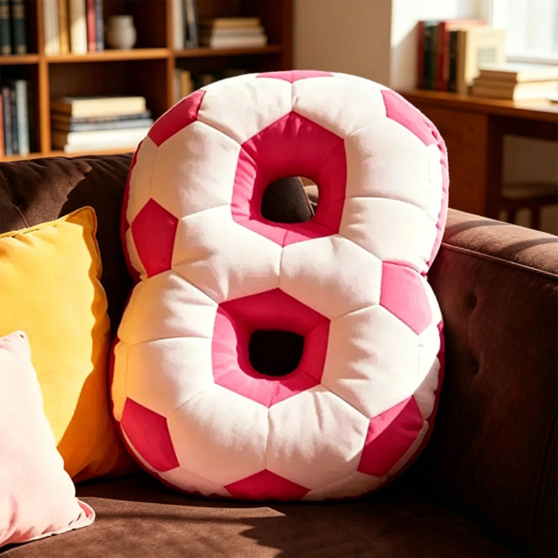 Personalized Sports Pillow – Soccer Ball Number Design with Custom Name