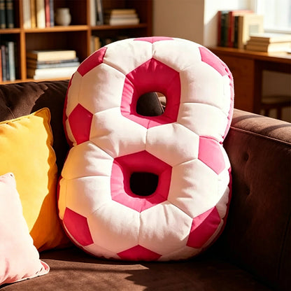 Personalized Sports Pillow – Soccer Ball Number Design with Custom Name