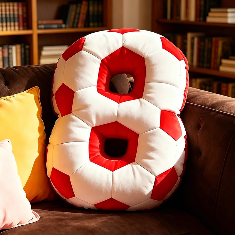 Personalized Sports Pillow – Soccer Ball Number Design with Custom Name