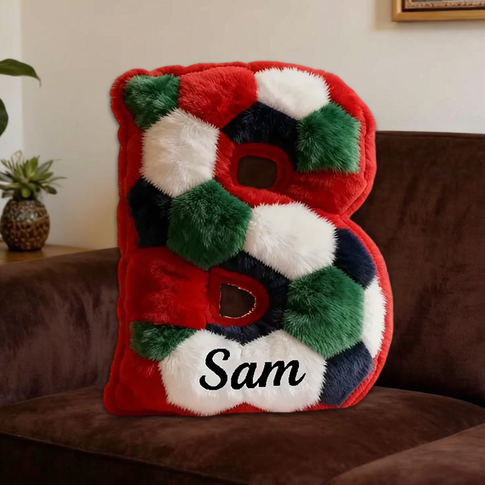 Personalized Soccer Alphabet Pillow – World Cup Theme for Kids and Fans
