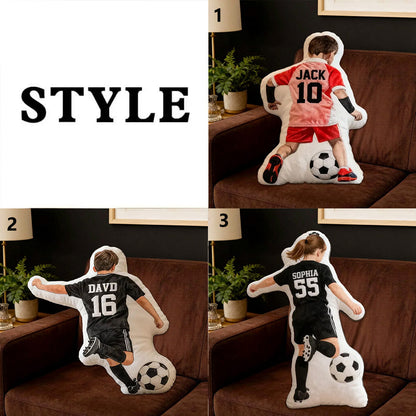 Personalized Soccer Character Pillow with Name and Jersey Number