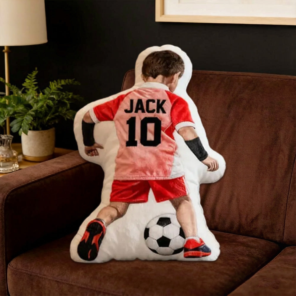 Personalized Soccer Character Pillow with Name and Jersey Number