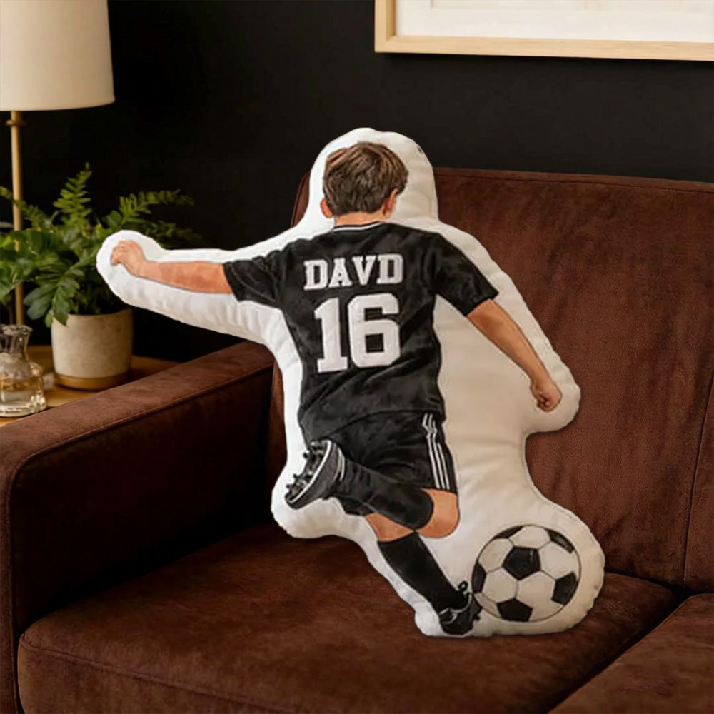 Personalized Soccer Character Pillow with Name and Jersey Number