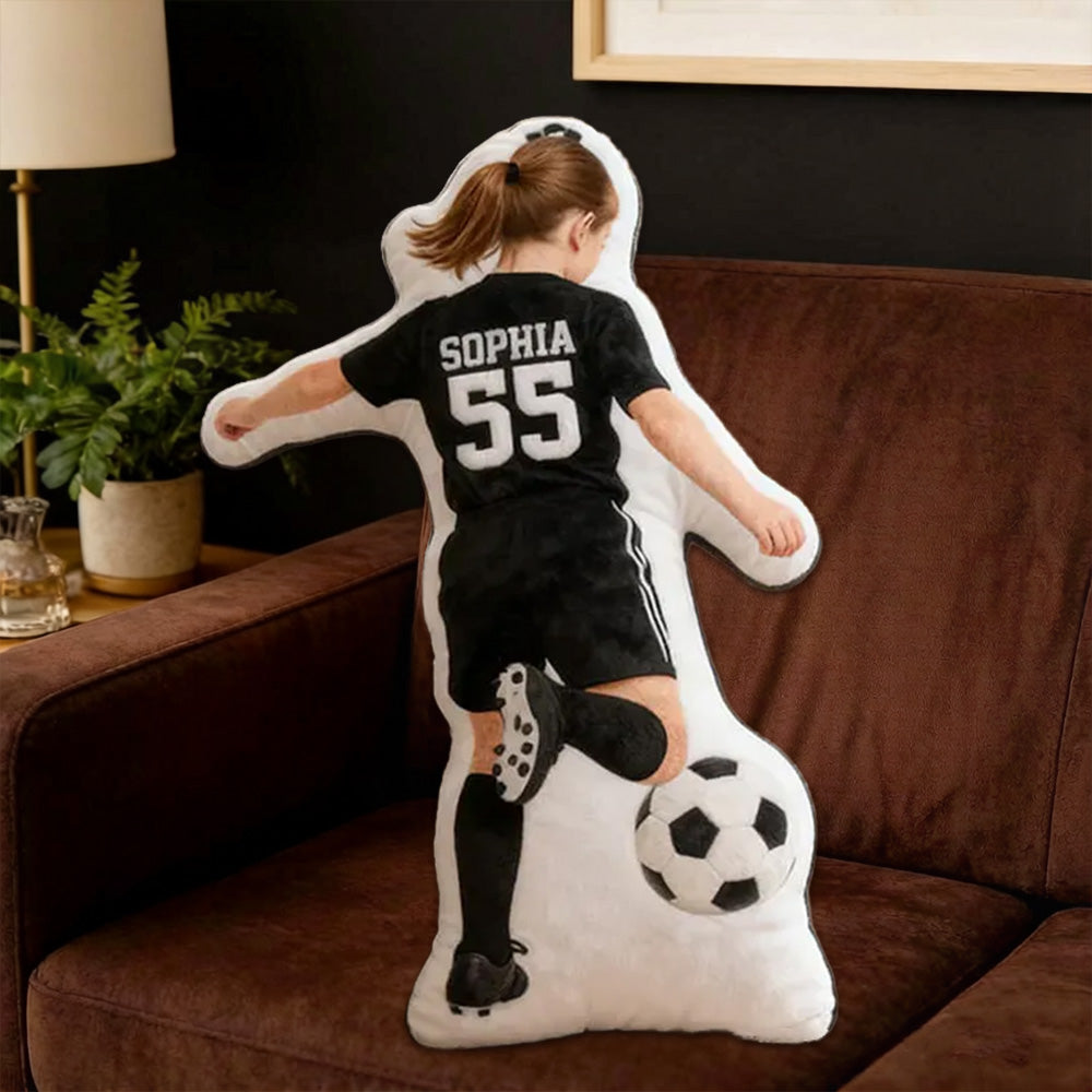Personalized Soccer Character Pillow with Name and Jersey Number