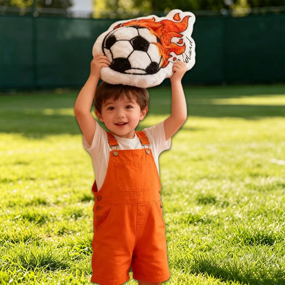 Personalized Soccer Ball Throw Pillow – Fiery Design with Custom Name