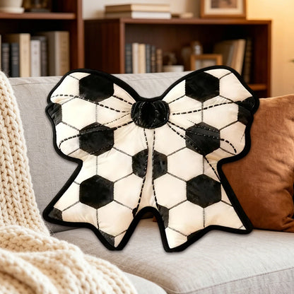 Personalized Soccer Ball Bow-Shaped Pillow – Custom Ball Design