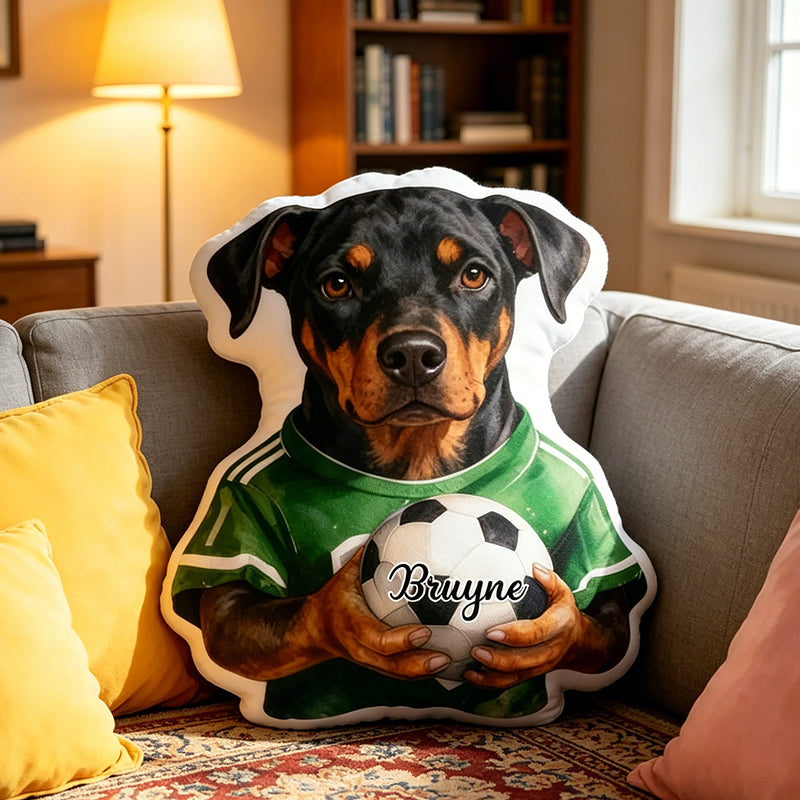 Personalized Soccer Pillow for Pet Lovers – Custom Football Stars Photo