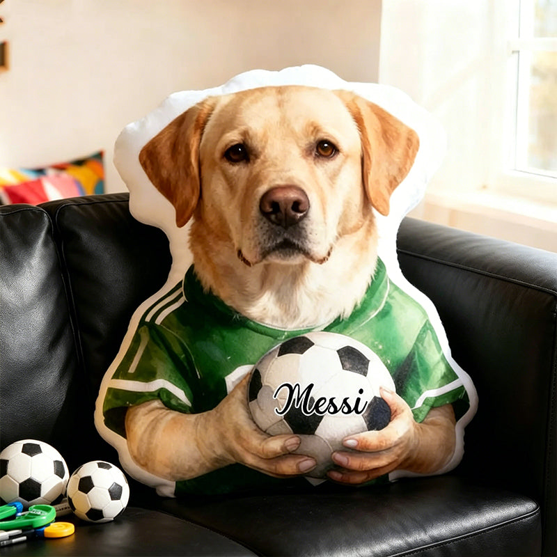 Personalized Soccer Pillow for Pet Lovers – Custom Football Stars Photo