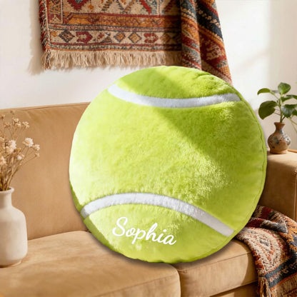 Personalized 3D Graphic Tennis Ball Pillow – Custom Name for Sports Enthusiasts