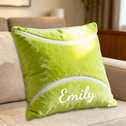 Personalized 3D Graphic Tennis Ball Pillow – Custom Name for Sports Enthusiasts