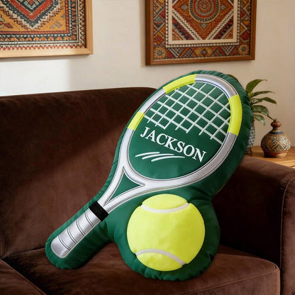 Personalized Tennis Pillow with Tennis Racket Design – Unique Sports Gift for Players