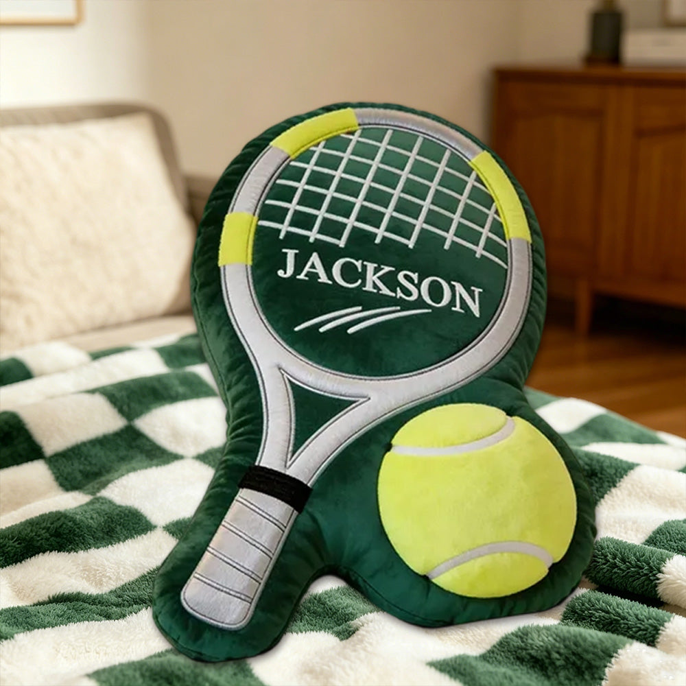 Personalized Tennis Pillow with Tennis Racket Design – Unique Sports Gift for Players