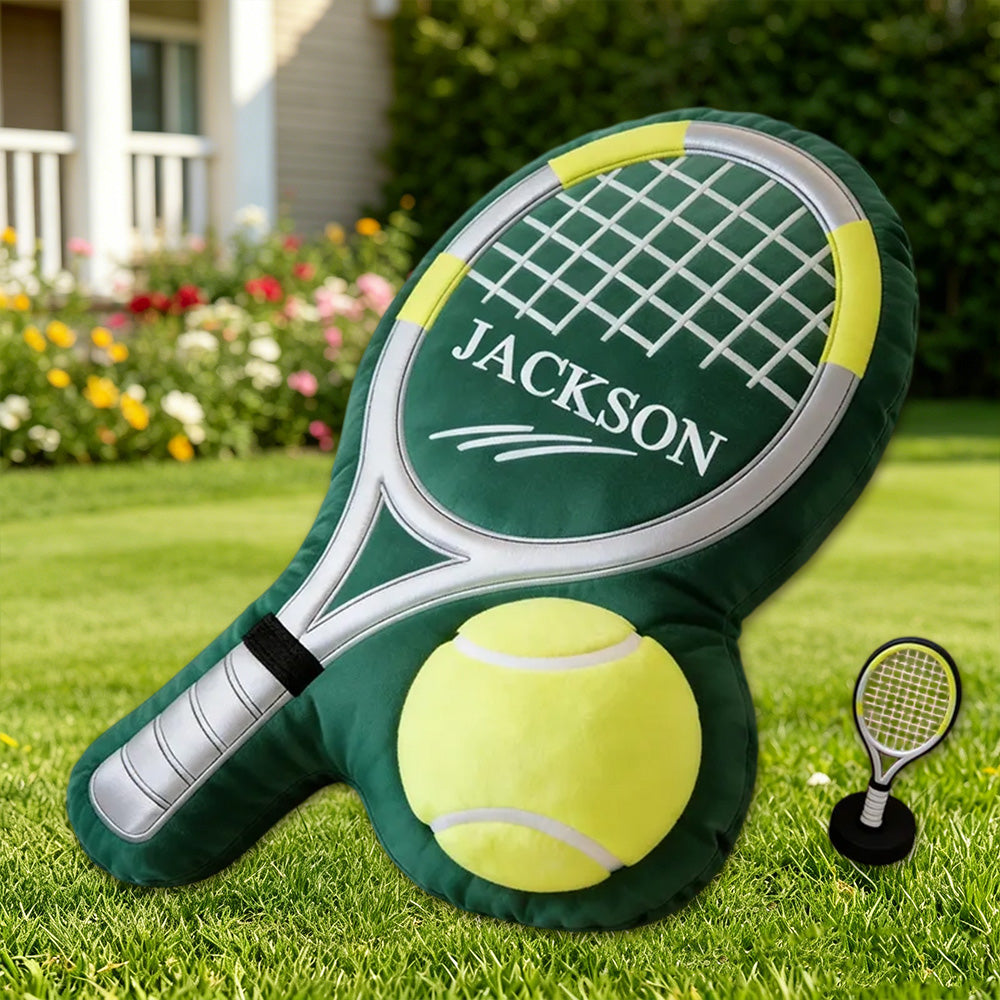 Personalized Tennis Pillow with Tennis Racket Design – Unique Sports Gift for Players