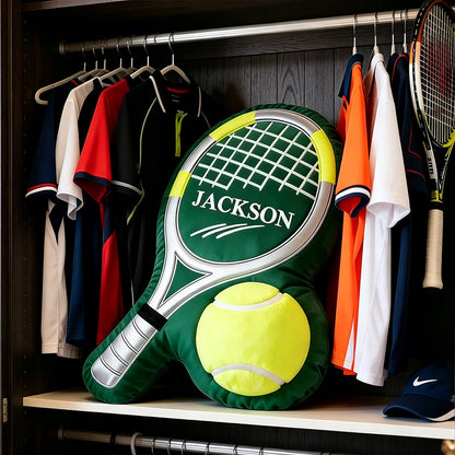 Personalized Tennis Pillow with Tennis Racket Design – Unique Sports Gift for Players