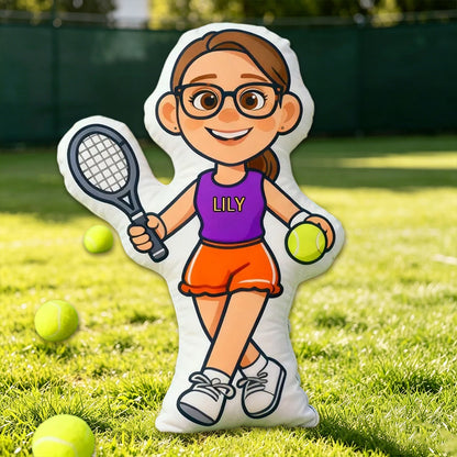Personalized 3D Graphic Tennis Player Pillow – Custom Name for Sports Fans