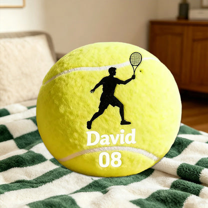 Personalized Tennis Ball Pillow – Player Graphic with Custom Name for Sports Fans