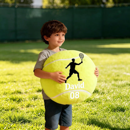Personalized Tennis Ball Pillow – Player Graphic with Custom Name for Sports Fans