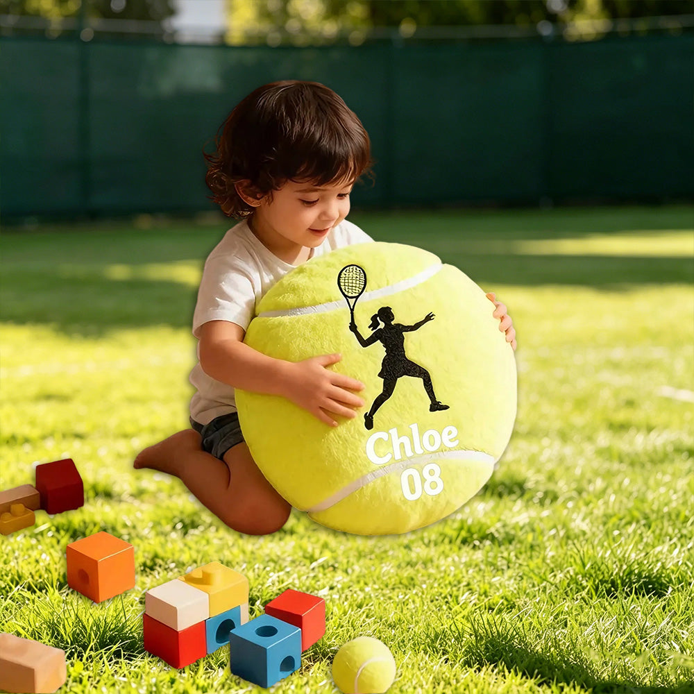 Personalized Tennis Ball Pillow – Player Graphic with Custom Name for Sports Fans