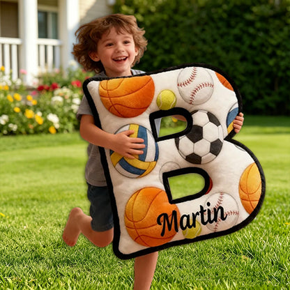 Personalized Letter-Shaped Sports Pillow – Custom Name Decor for Boys and Girls