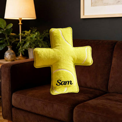 Personalized Tennis-Themed Cross Pillow – Unique Religious Gift for Athletes and Fans