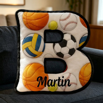 Personalized Letter-Shaped Sports Pillow – Custom Name Decor for Boys and Girls
