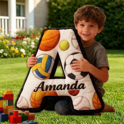 Personalized Letter-Shaped Sports Pillow – Custom Name Decor for Boys and Girls