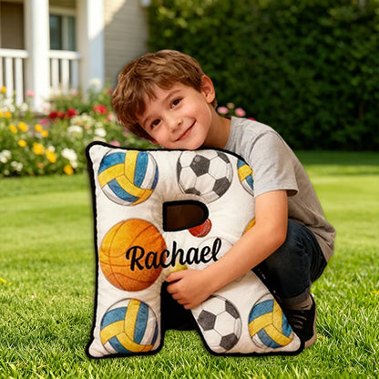 Personalized Letter-Shaped Sports Pillow – Custom Name Decor for Boys and Girls