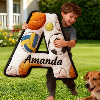 Personalized Letter-Shaped Sports Pillow – Custom Name Decor for Boys and Girls