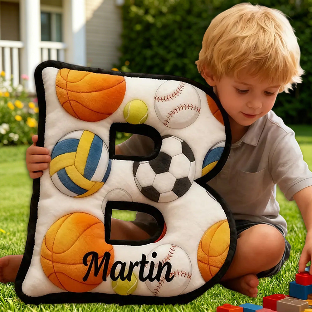Personalized Letter-Shaped Sports Pillow – Custom Name Decor for Boys and Girls