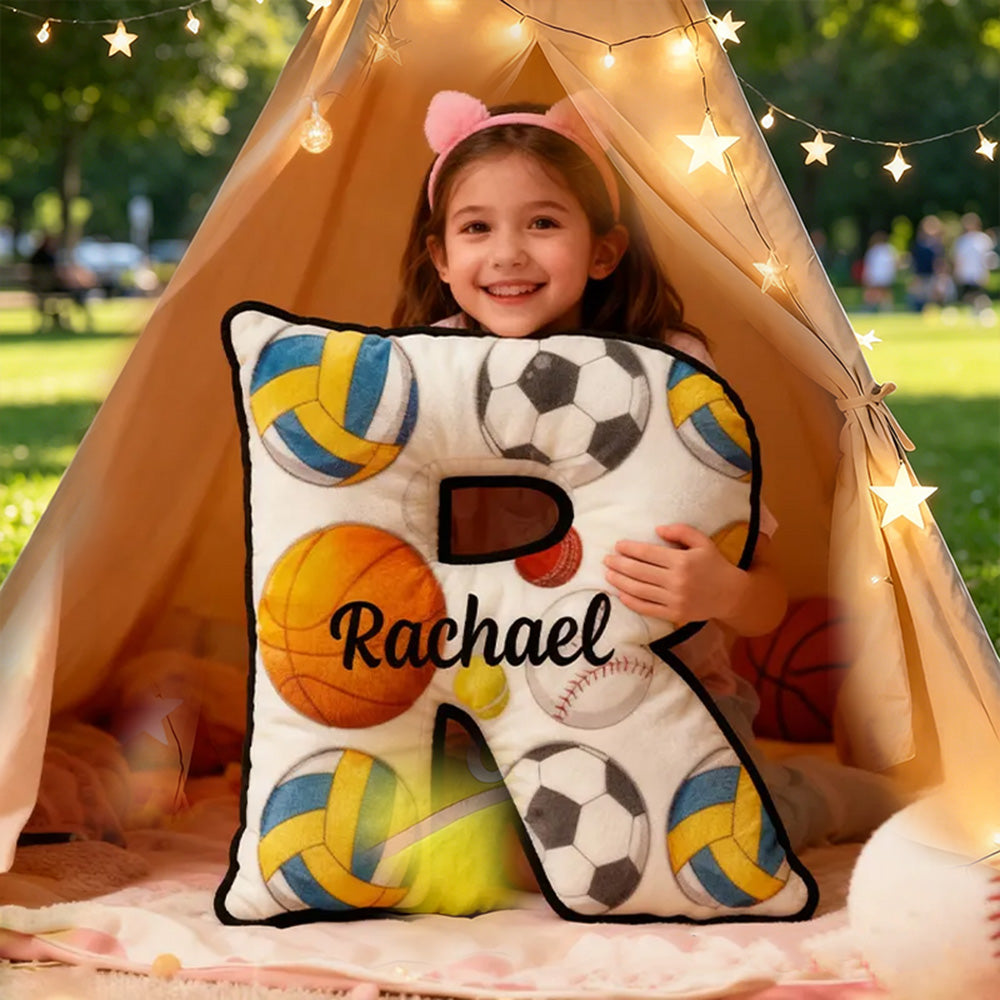 Personalized Letter-Shaped Sports Pillow – Custom Name Decor for Boys and Girls