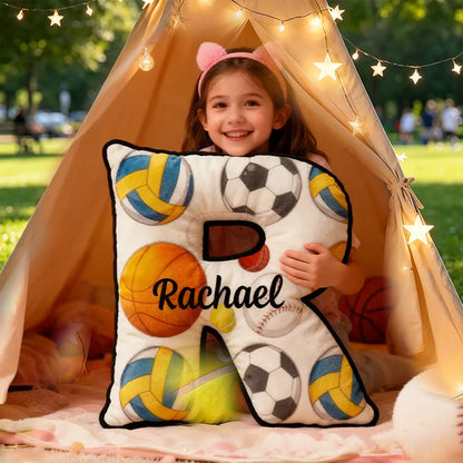 Personalized Letter-Shaped Sports Pillow – Custom Name Decor for Boys and Girls