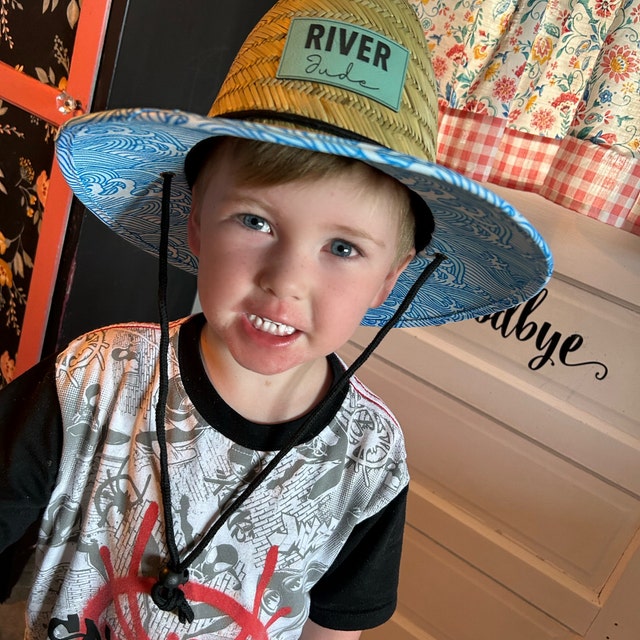 Personalized Kids Straw Hat with Name and Symbols Leather Patch Sun Hats for Baby Toddler Women Men
